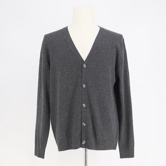 QUINCE Men's Mongolian Cashmere V-Neck Cardigan Sweater Dark Gray Size L - Picture 1 of 5